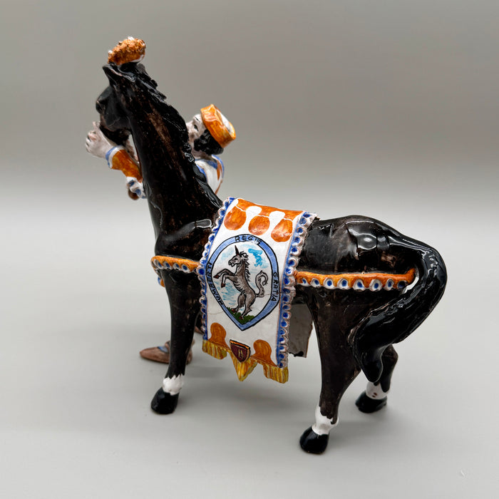 Scultura Barbaresco Contrada del Leocorno ceramiche Bonci Siena 1980 ca