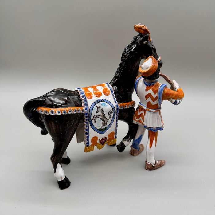 Scultura Barbaresco Contrada del Leocorno ceramiche Bonci Siena 1980 ca