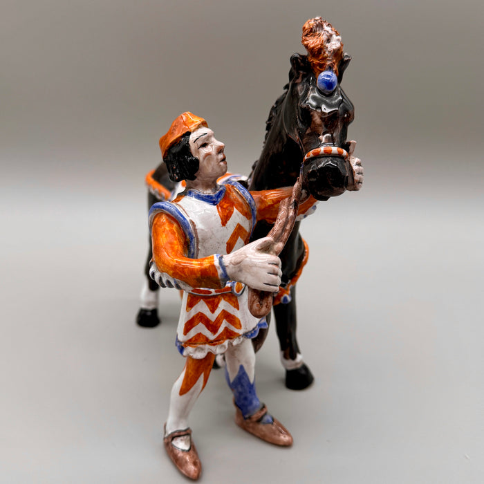 Scultura Barbaresco Contrada del Leocorno ceramiche Bonci Siena 1980 ca