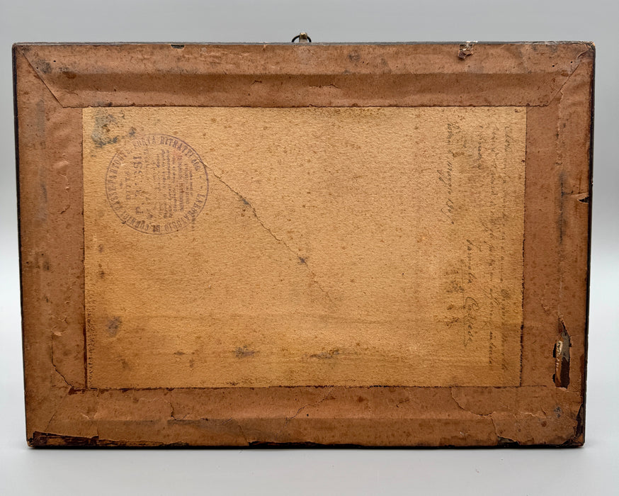 Dipinto cinese su carta di riso tre figure in cornice Cina inizio XX sec.