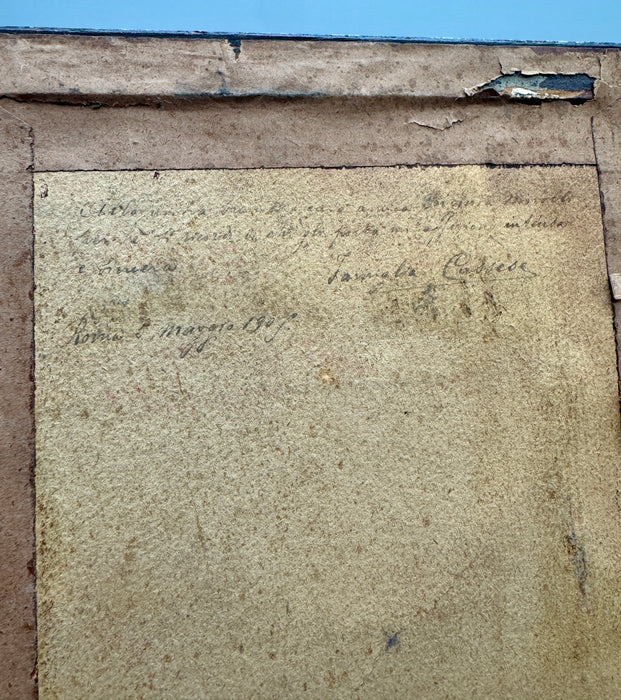 Dipinto cinese su carta di riso tre figure in cornice Cina inizio XX sec.