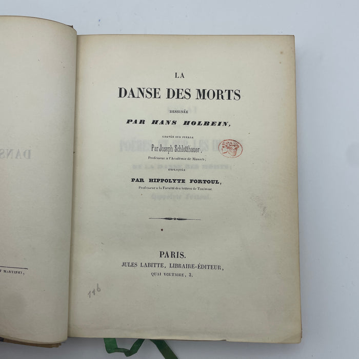 Libro "La Danse des Morts" Par Hans Holbein Paris completo delle tavole 1842