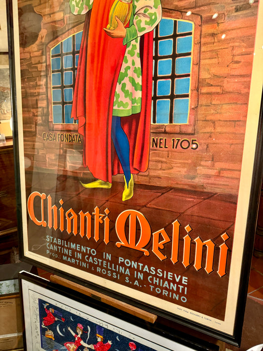 Manifesto Chianti Melini Martini Castellina in Chianti Siena Stab. Roggero & Tortia Torino 1949