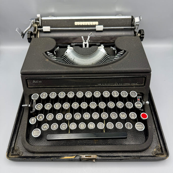 Olivetti Studio 42 funzionante macchina scrivere con custodia rigida colore nero 1930 ca