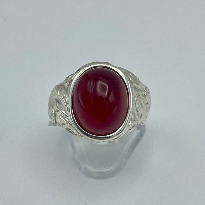 Anello corniola ovale montatura argento 925 Italia 2020 ca