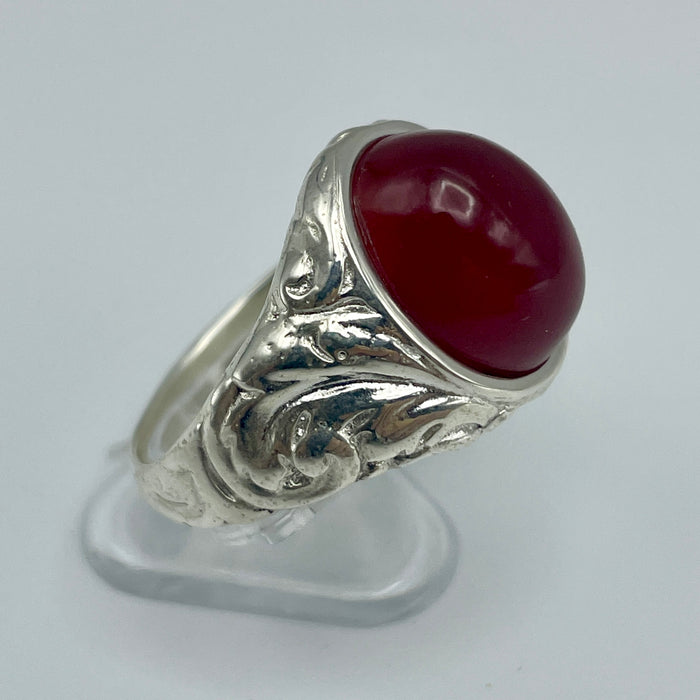 Anello corniola ovale montatura argento 925 Italia 2020 ca