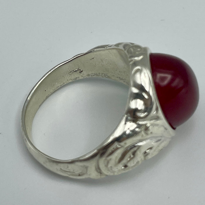 Anello corniola ovale montatura argento 925 Italia 2020 ca