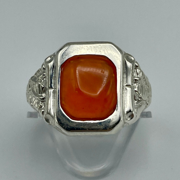 Anello corniola rettangolare chiara montatura argento 925 Italia 2020 ca