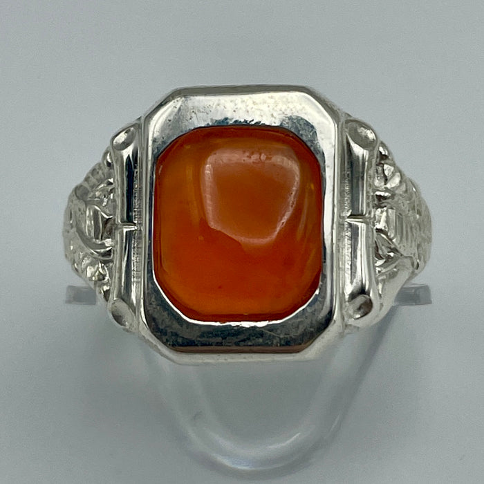 Anello corniola rettangolare chiara montatura argento 925 Italia 2020 ca