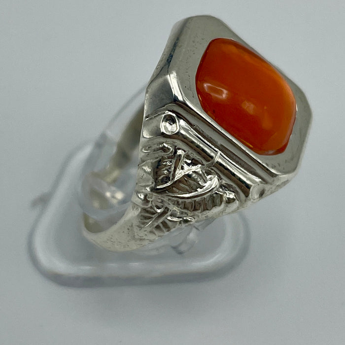 Anello corniola rettangolare chiara montatura argento 925 Italia 2020 ca