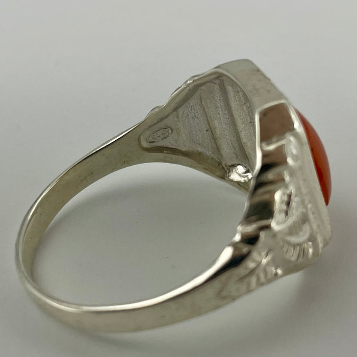 Anello corniola rettangolare chiara montatura argento 925 Italia 2020 ca