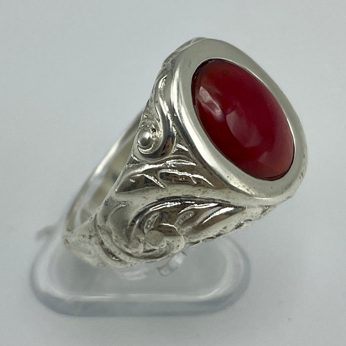 Anello corniola ovale montatura argento 925 Italia 2020 ca