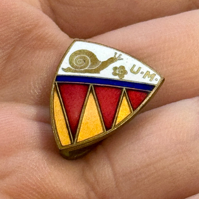 Distintivo Contrada della Chiocciola Palio Siena ordinario smaltato 1940 ca