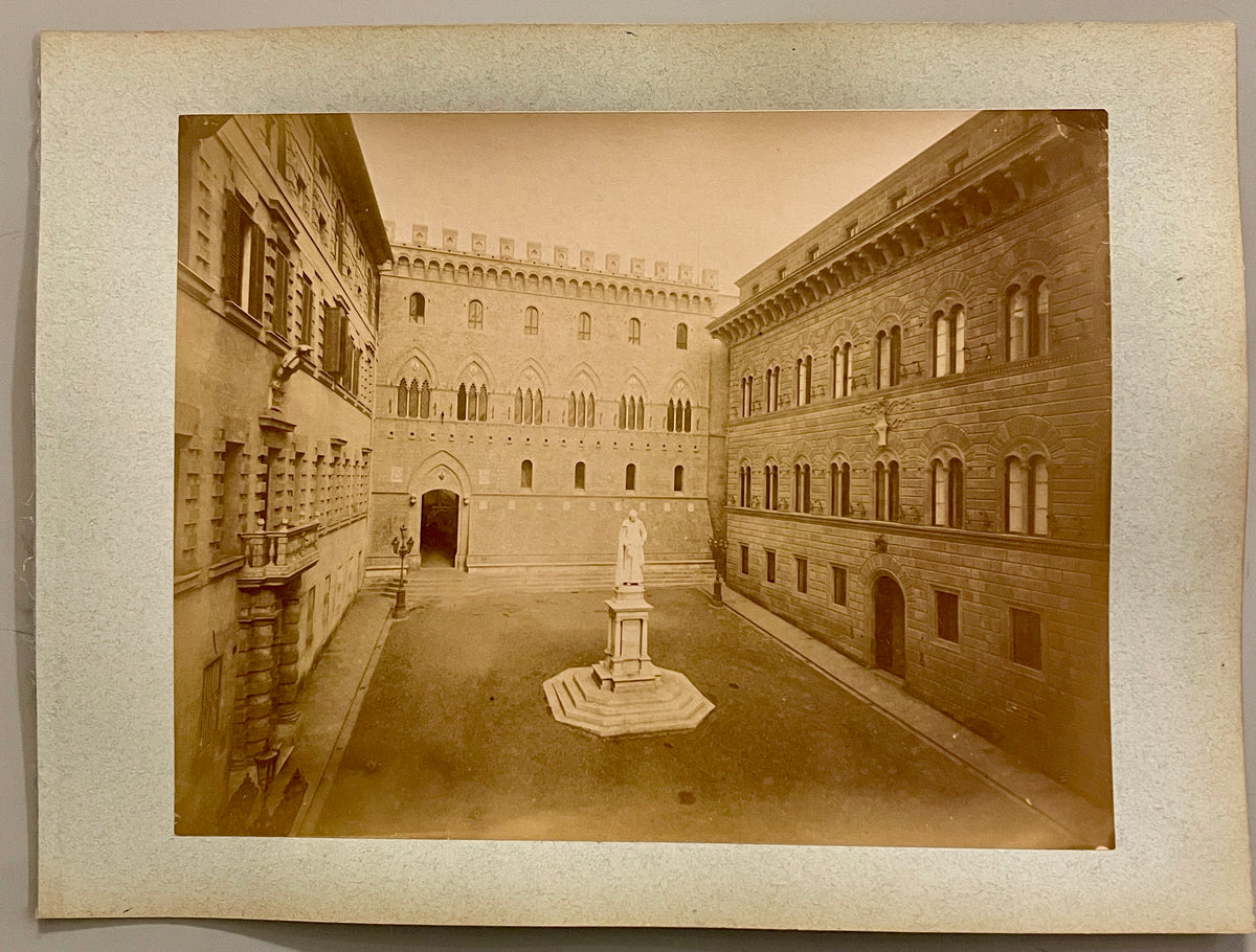 Tirage Albuminé Vintage - Siena Piazza Del Campo Italie Circa 1875 - Format 21x27 Cm
