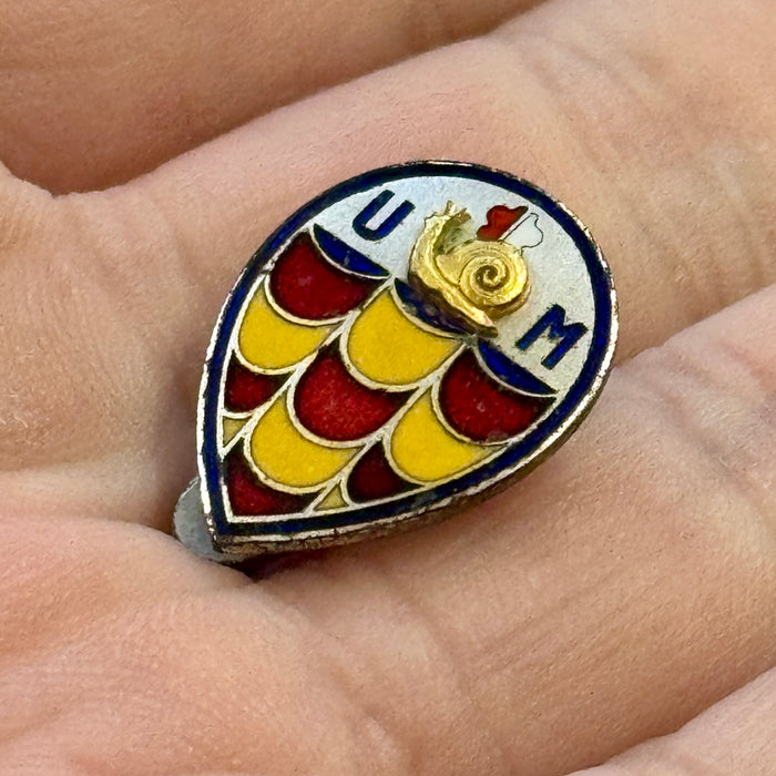 Distintivo Contrada della Chiocciola Palio Siena ordinario smaltato 1950 ca