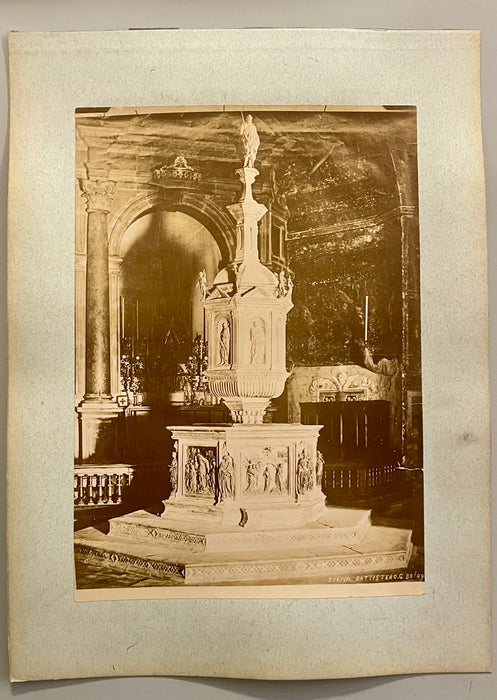 Siena Fonte Battistero Duomo foto albumina originale fine XIX sec.