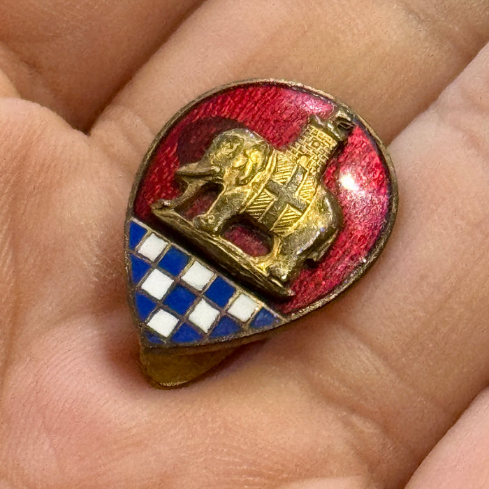 Distintivo Contrada della Torre Palio Siena ordinario smaltato 1960 ca