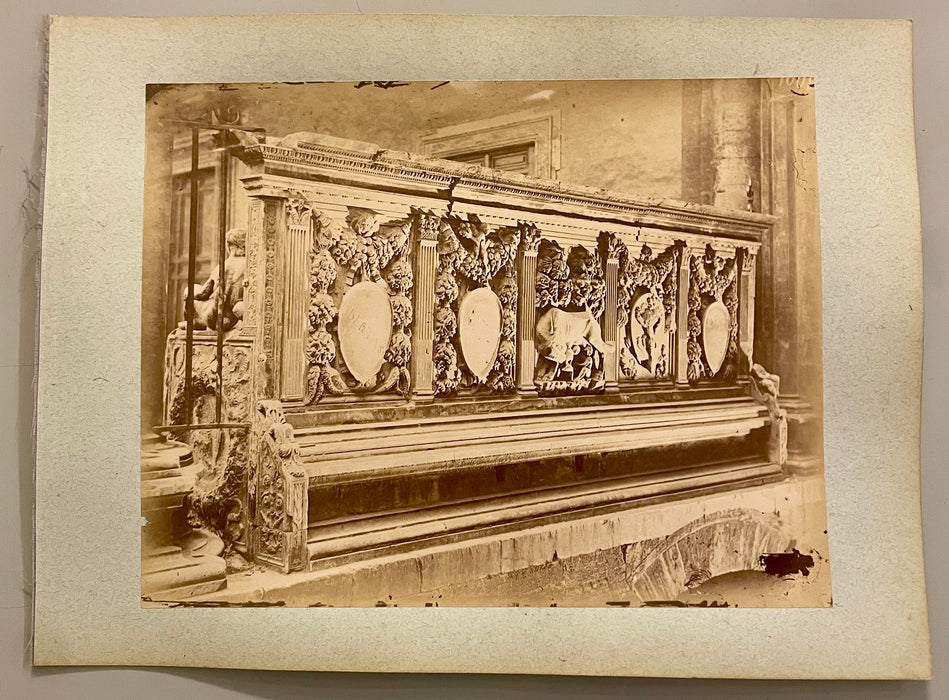 Siena particolare Loggia Mercanzia S.Paolo foto albumina originale fine XIX sec.