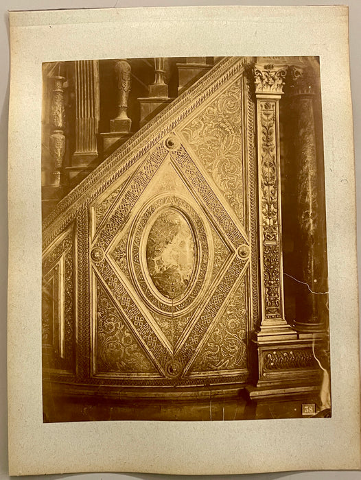 Siena particolare pulpito Duomo foto albumina originale fine XIX sec.