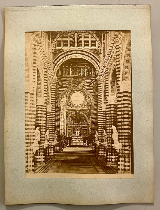 Siena interno navata centrale Duomo foto albumina originale fine XIX sec.