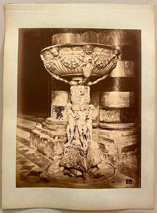 Siena fonte battesimale Duomo foto albumina originale fine XIX sec.