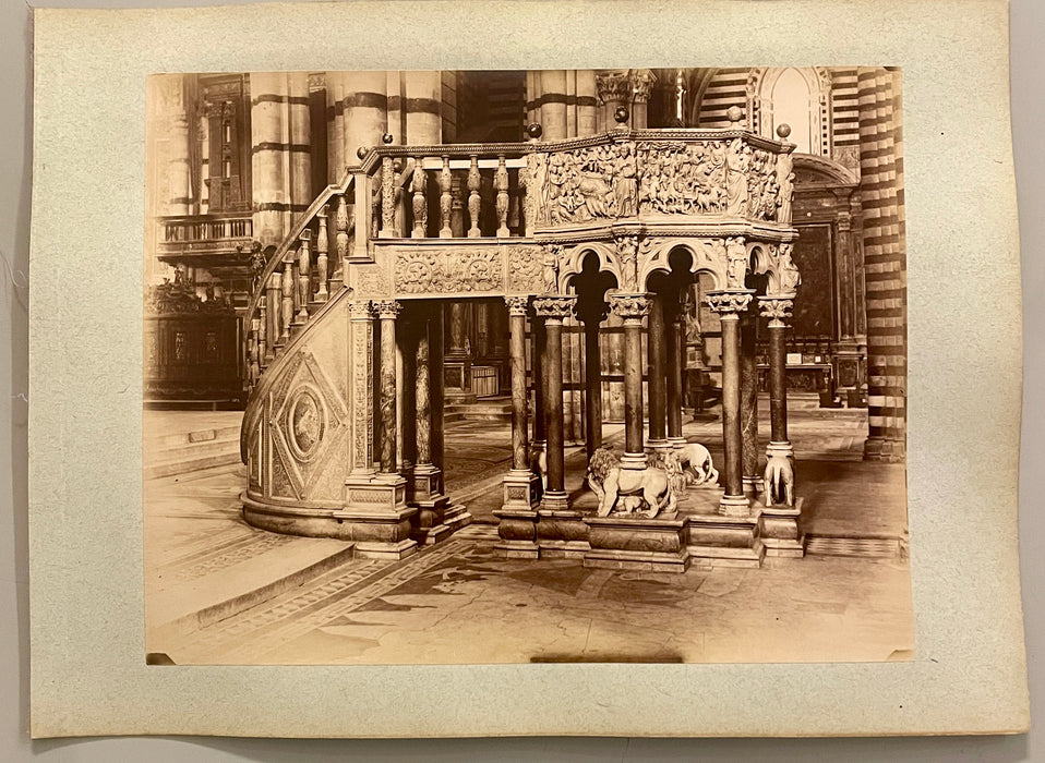 Siena pulpito Duomo foto albumina originale fine XIX sec.