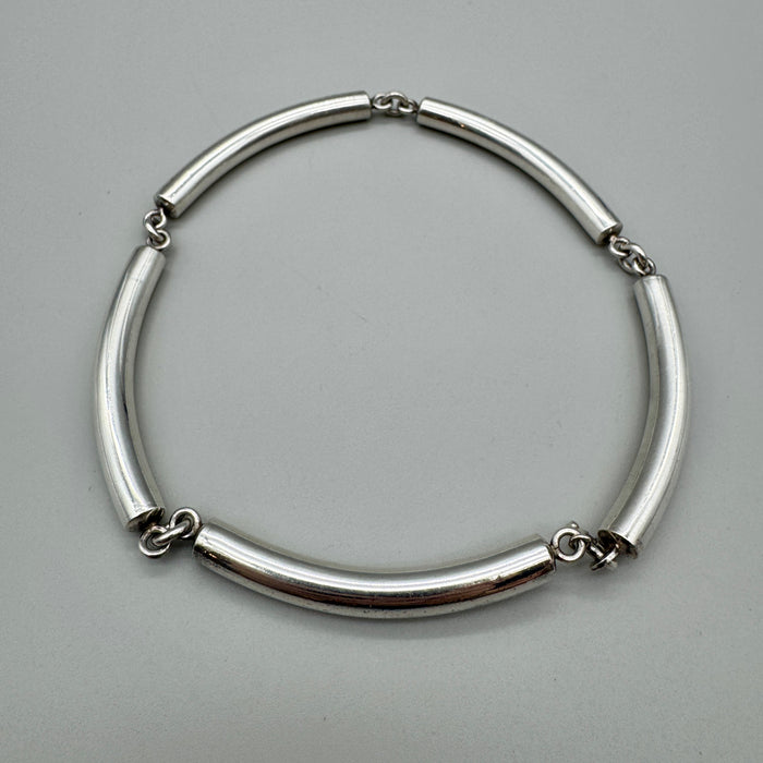 Collana modernista tubi cilindrici in argento 925 Italia 1980 ca