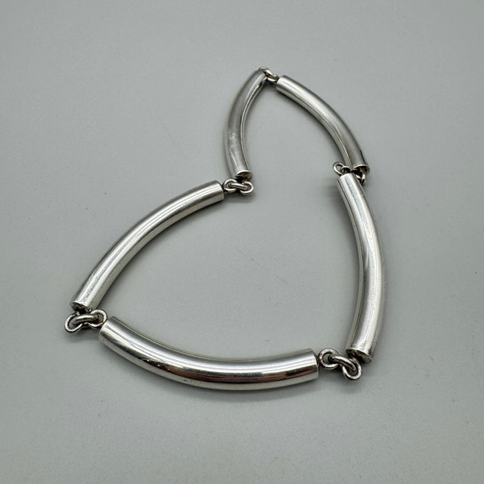 Collana modernista tubi cilindrici in argento 925 Italia 1980 ca