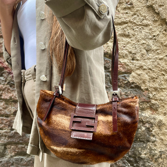 Borsa Fendi Croissant pelle mucca effetto cavallino 2000 ca