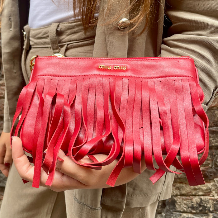 Borsa Miu Miu a mano rosso fuoco pelle 2014
