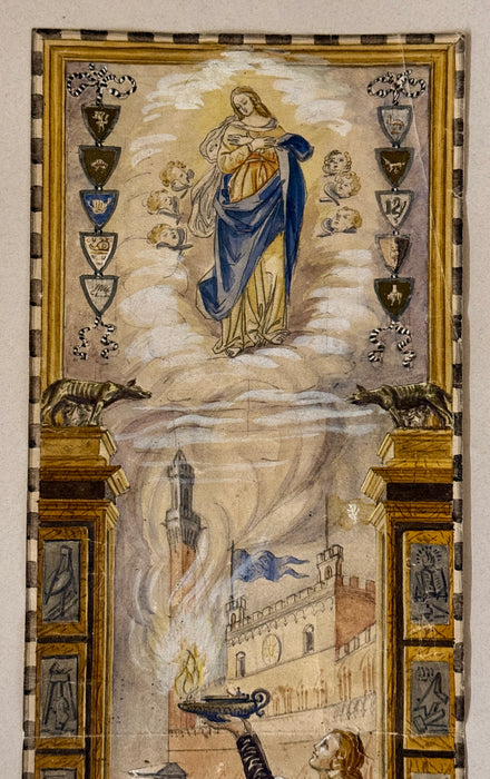 Bruno Marzi (attr.) – “Bozzetto per Palio Agosto 1945” – tecnica mista su carta – 1945