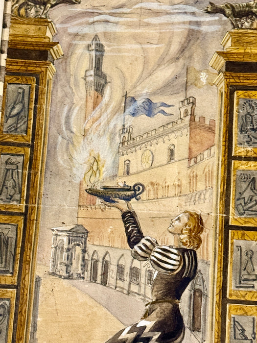 Bruno Marzi (attr.) – “Bozzetto per Palio Agosto 1945” – tecnica mista su carta – 1945