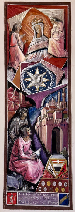 Mireno Celso Ermini – “Bozzetto per Palio Luglio 1967” – tecnica mista su tela – 1967