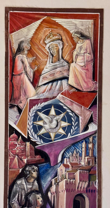 Mireno Celso Ermini – “Bozzetto per Palio Luglio 1967” – tecnica mista su tela – 1967