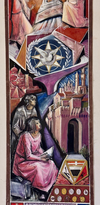 Mireno Celso Ermini – “Bozzetto per Palio Luglio 1967” – tecnica mista su tela – 1967