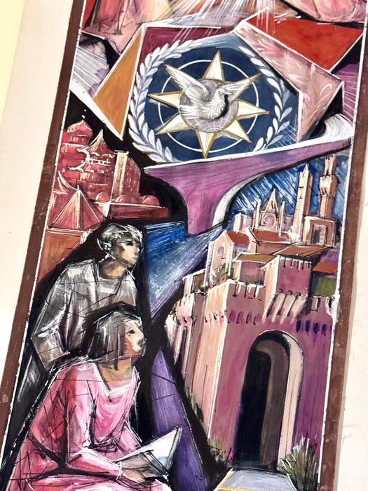 Mireno Celso Ermini – “Bozzetto per Palio Luglio 1967” – tecnica mista su tela – 1967