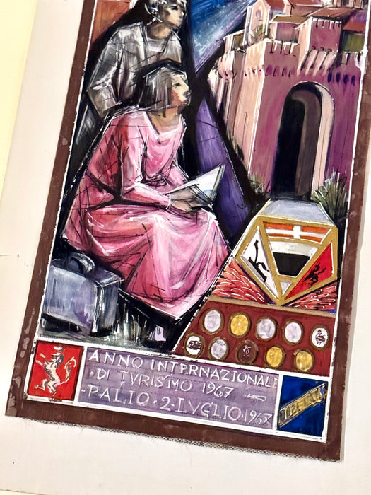 Mireno Celso Ermini – “Bozzetto per Palio Luglio 1967” – tecnica mista su tela – 1967