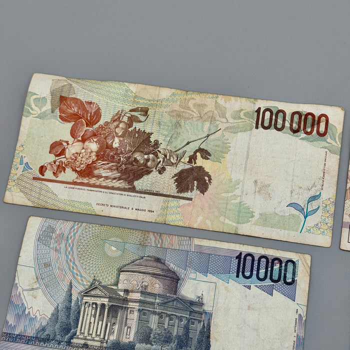Lotto 7 banconote Repubblica Italiana 100000 50000 lire etc