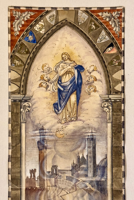 Bruno Marzi (attr.) – “Bozzetto per Palio Agosto 1945” – tecnica mista su carta – 1945