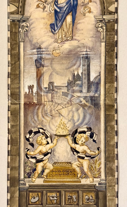 Bruno Marzi (attr.) – “Bozzetto per Palio Agosto 1945” – tecnica mista su carta – 1945