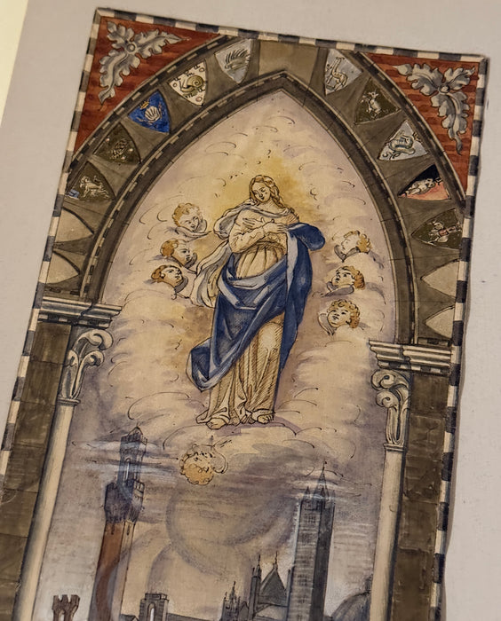 Bruno Marzi (attr.) – “Bozzetto per Palio Agosto 1945” – tecnica mista su carta – 1945