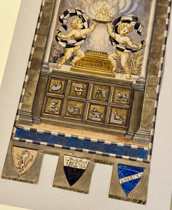 Bruno Marzi (attr.) – “Bozzetto per Palio Agosto 1945” – tecnica mista su carta – 1945