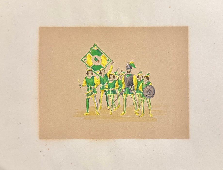 Stampa Lombardi Siena Contrada della Selva dipinta inizio XX sec.