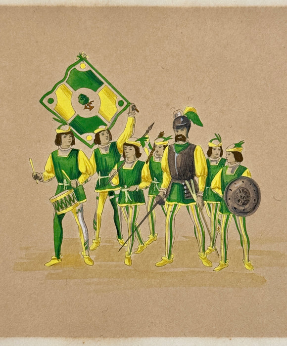 Stampa Lombardi Siena Contrada della Selva dipinta inizio XX sec.