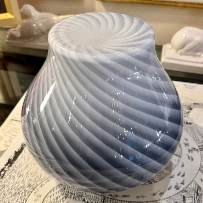 Vaso vetro Murano bianco nero raggi 1970 ca