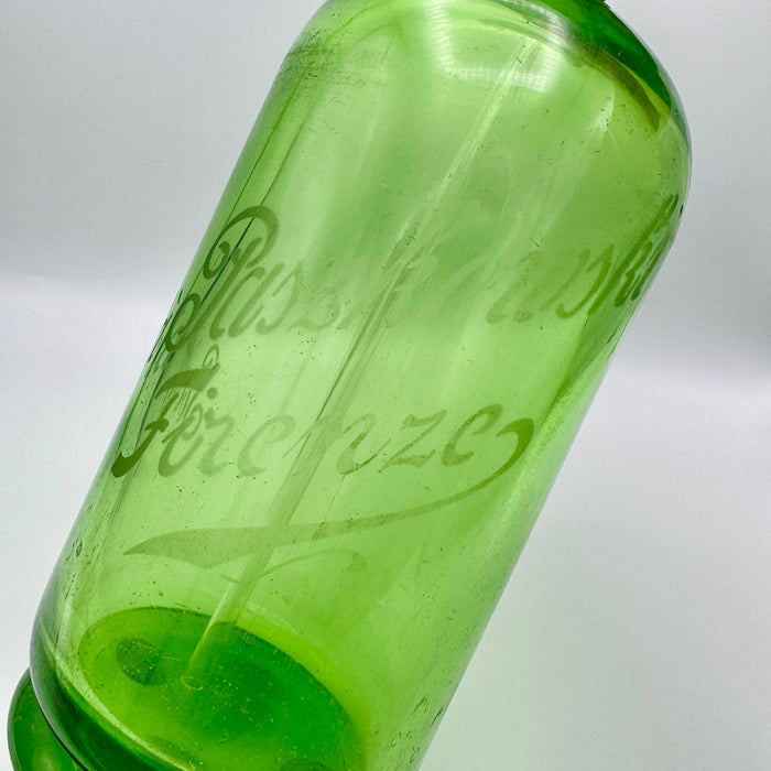 Seltz sifone Società Paszkowski Firenze vetro verde Italia 1924