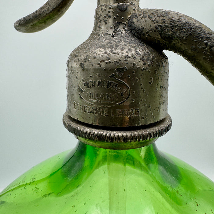 Seltz sifone Società Paszkowski Firenze vetro verde Italia 1924