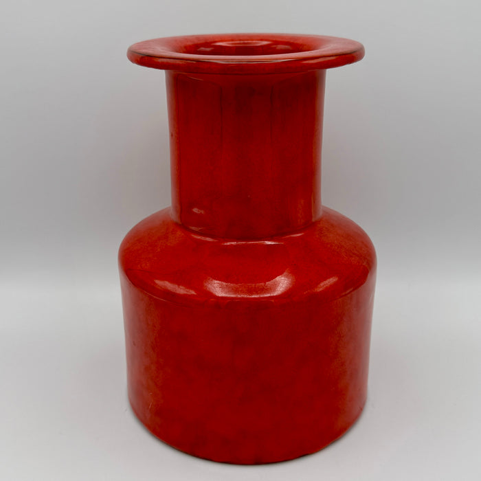 Vaso ceramica smaltata rossa design italiano 1970 ca
