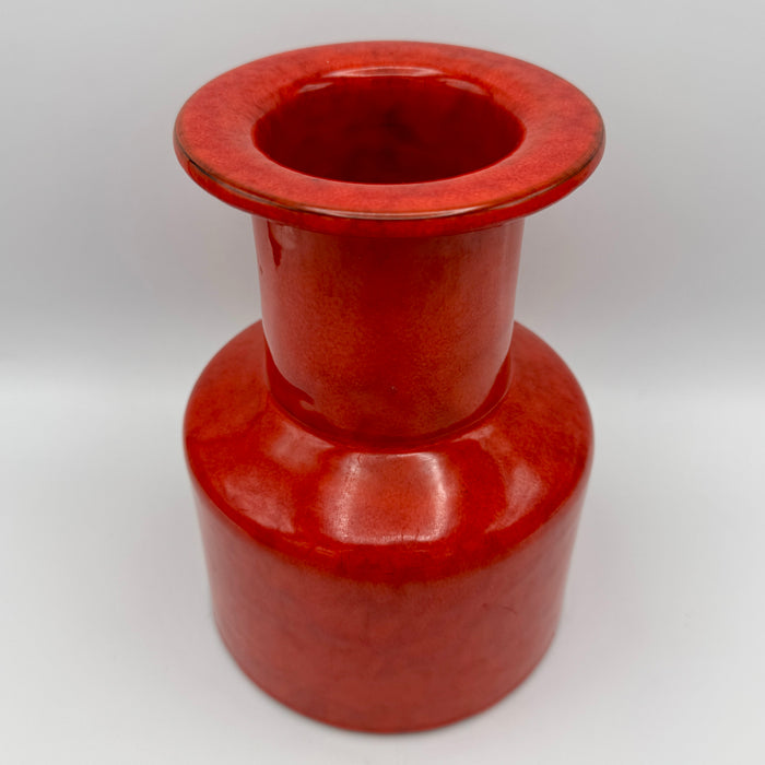 Vaso ceramica smaltata rossa design italiano 1970 ca