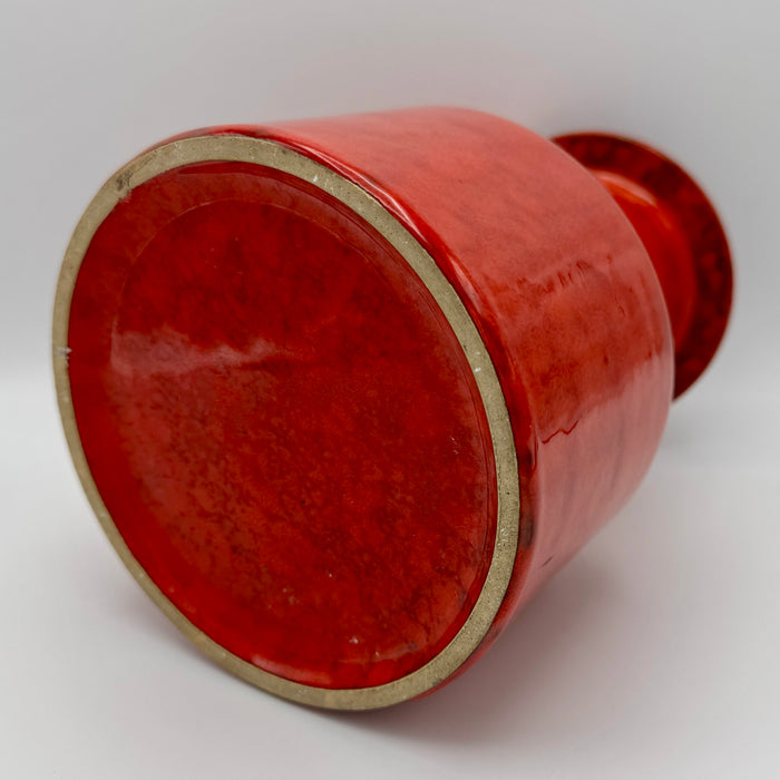 Vaso ceramica smaltata rossa design italiano 1970 ca